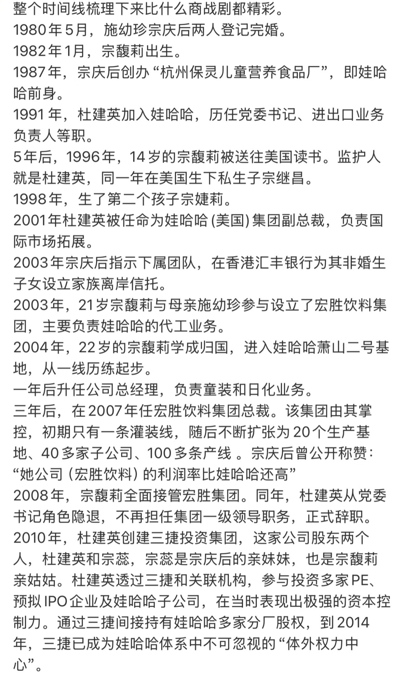 娃哈哈帝国整个事件的梳理​​​