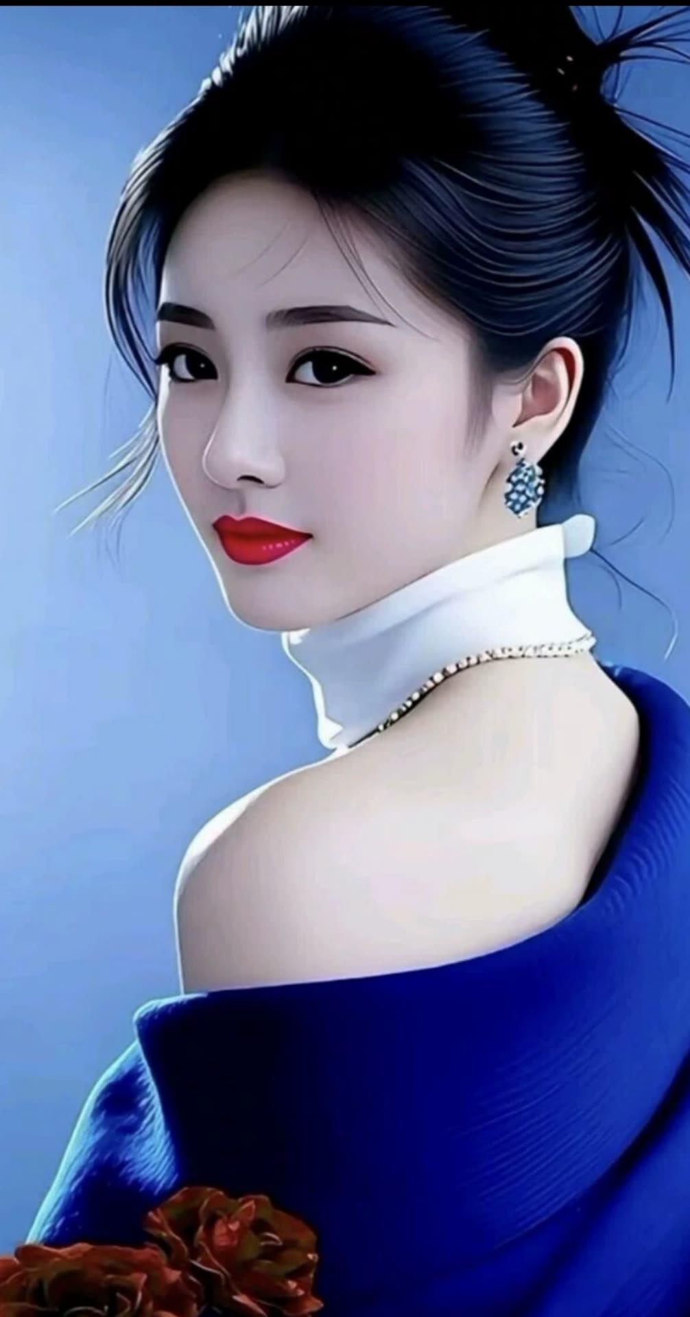 优雅蓝调，红唇魅惑，尽显东方古典美