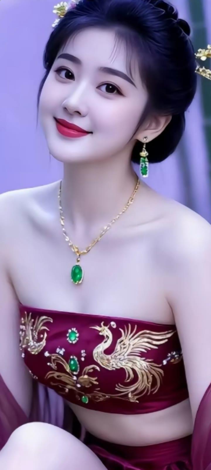 古风美人，红衣金龙，温婉动人