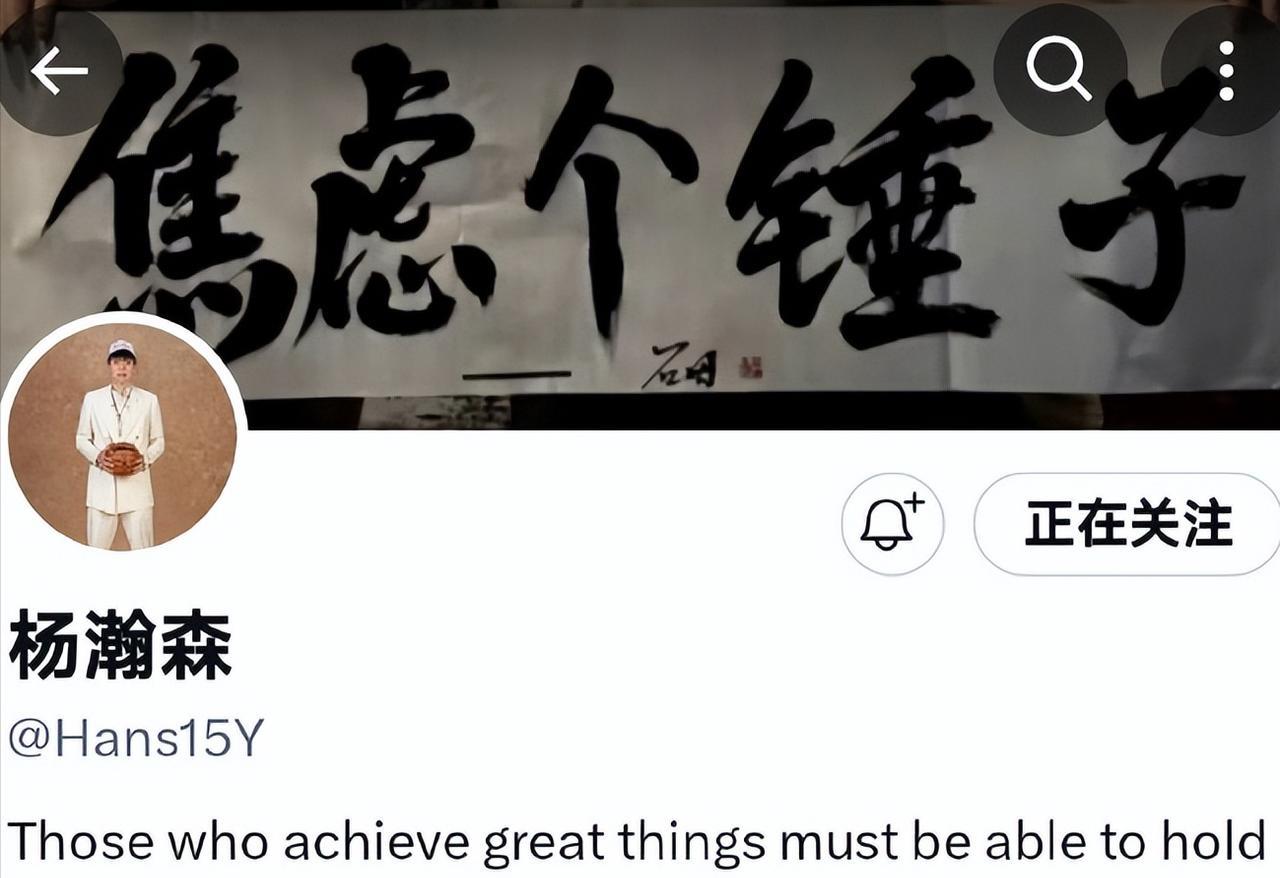 哈哈哈，“考虑个锤子”，这是杨瀚森的推特背景。没想到，山东人杨瀚森用了一个四川