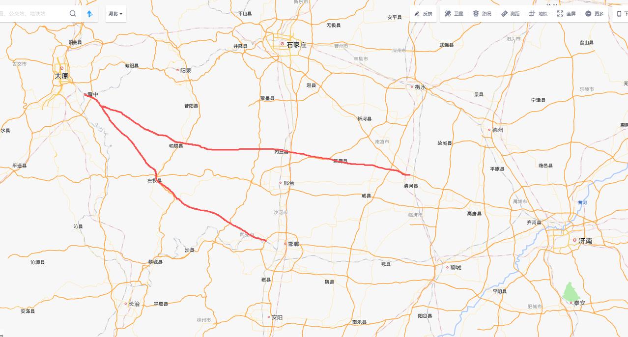 太原太需要两条直连邯郸和济南的高速公路了。1、太原—晋中—左权—武安—邯郸2