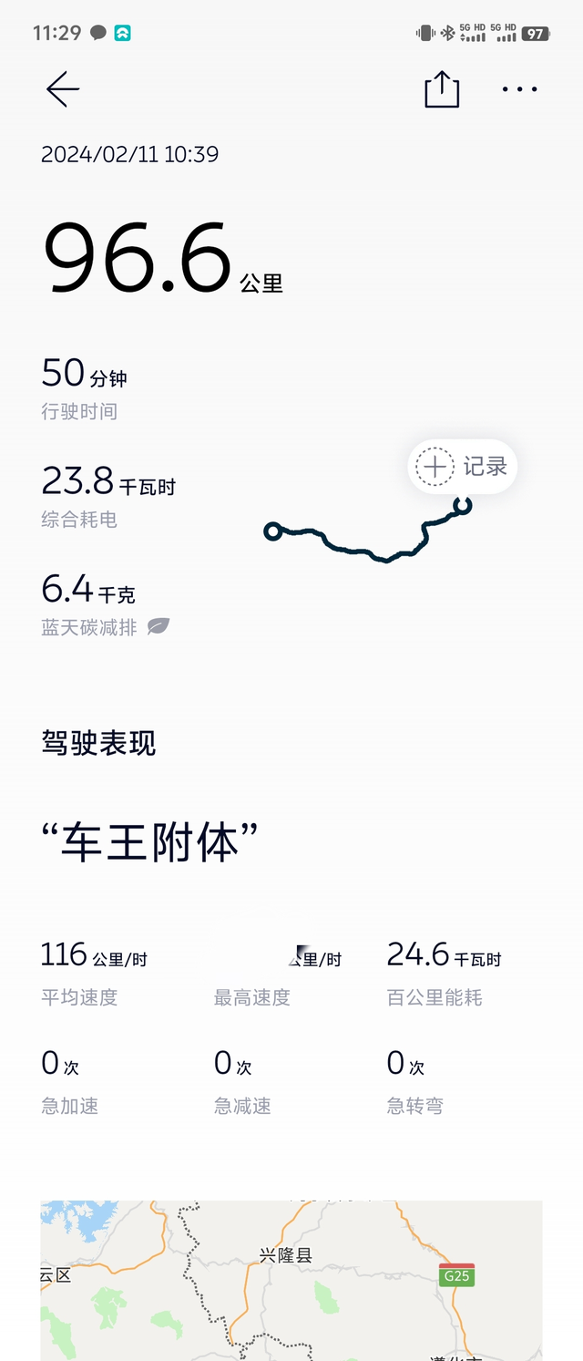 冬天高速电耗还行室外6度，空调22度自动，全程暴力驾驶这个电耗还算可以