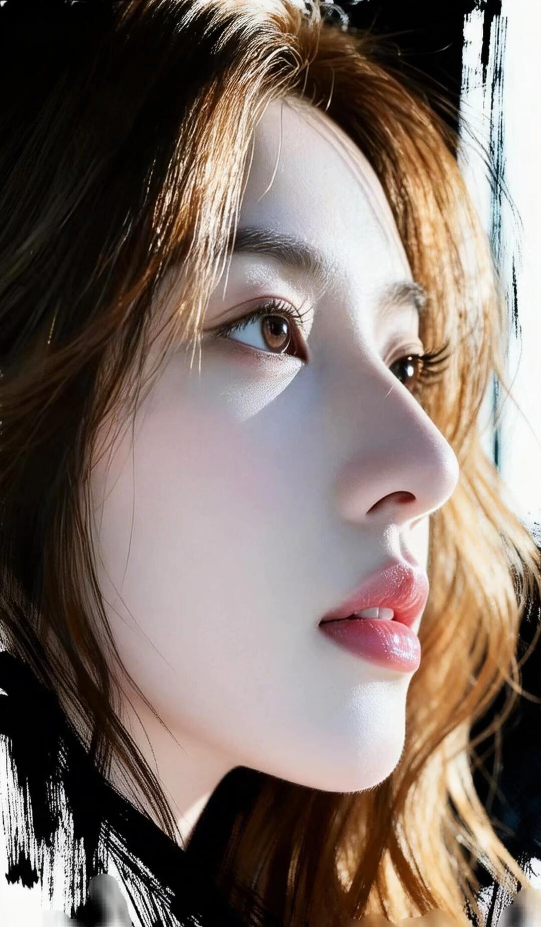 梦幻般的少女，温柔如水，光影交织，宛如画中人。