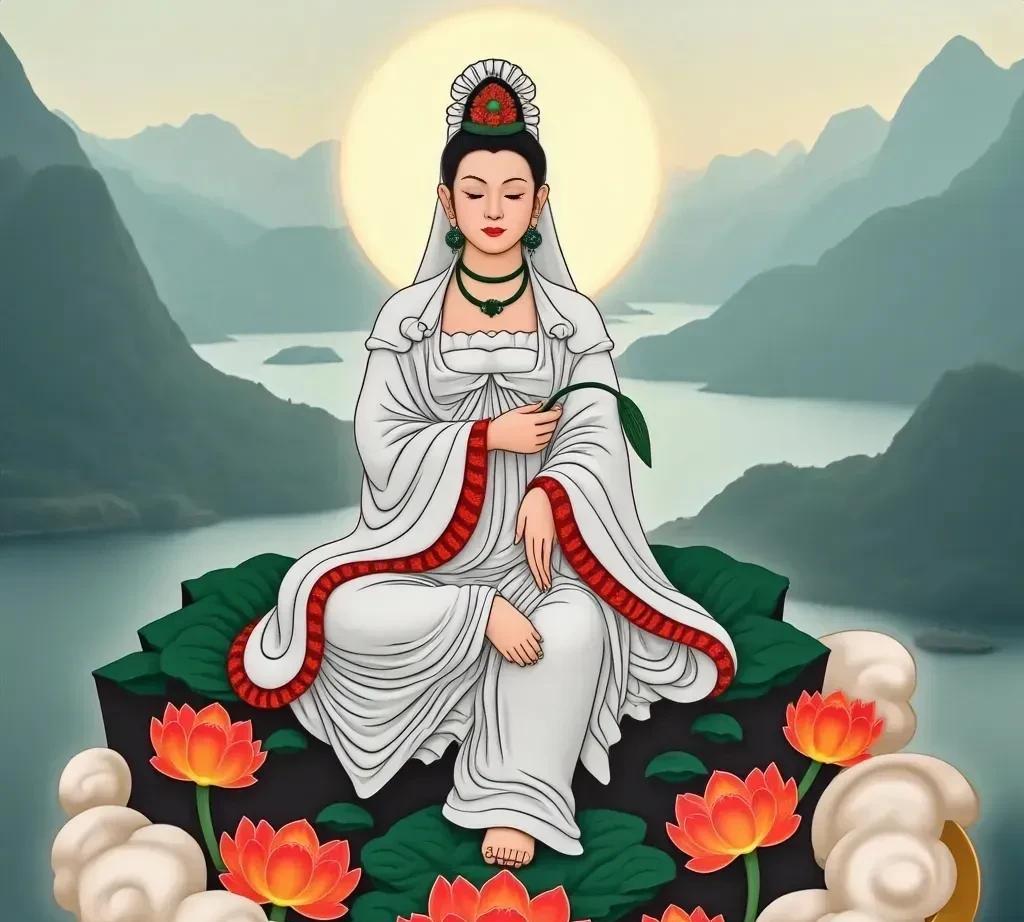 遇见大慈大悲的观音菩萨，一定要虔诚拜一拜，留下“吉祥如意，富贵平安”，菩萨定会保