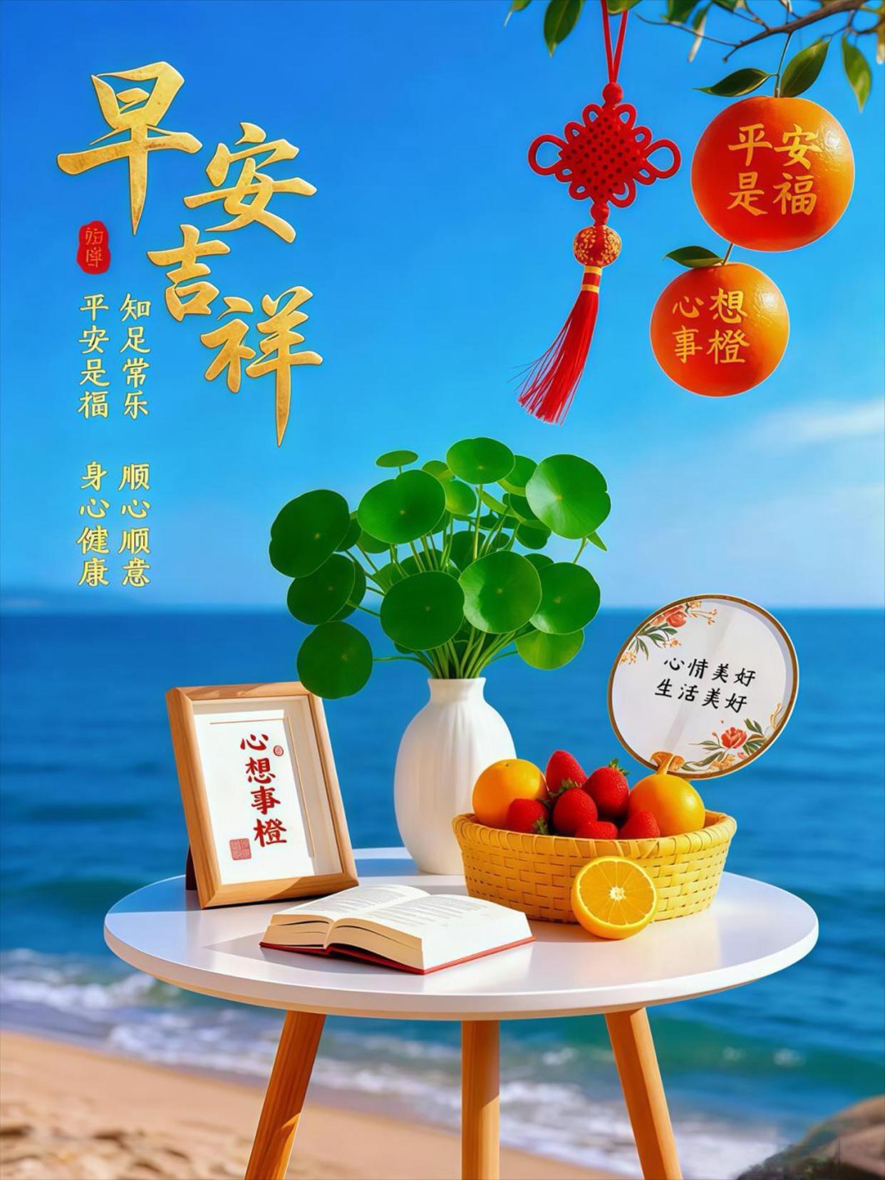 早安吉祥，平安是福，心想事橙，顺心如意！🌞🍊🍓📖