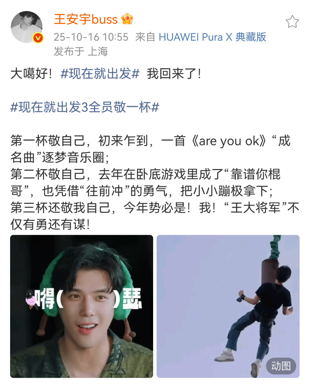 王安宇版第一杯敬自己王安宇敬自己三杯王安宇抽象人格又上线了！​​​