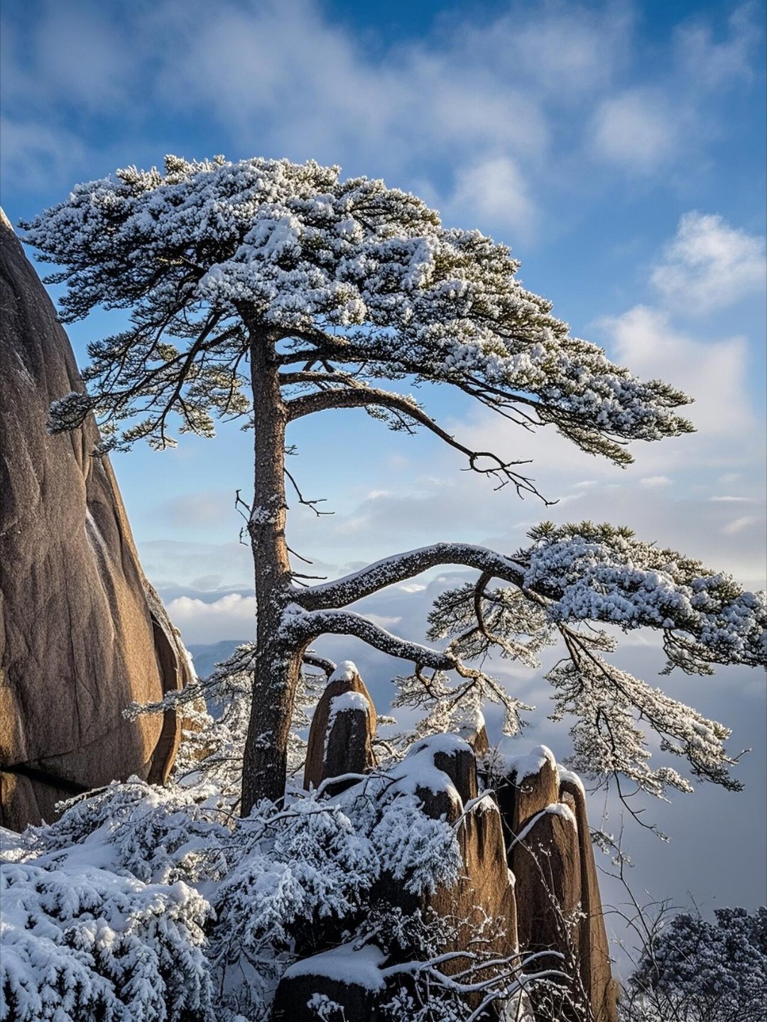 黄山雪松，冬日盛景。