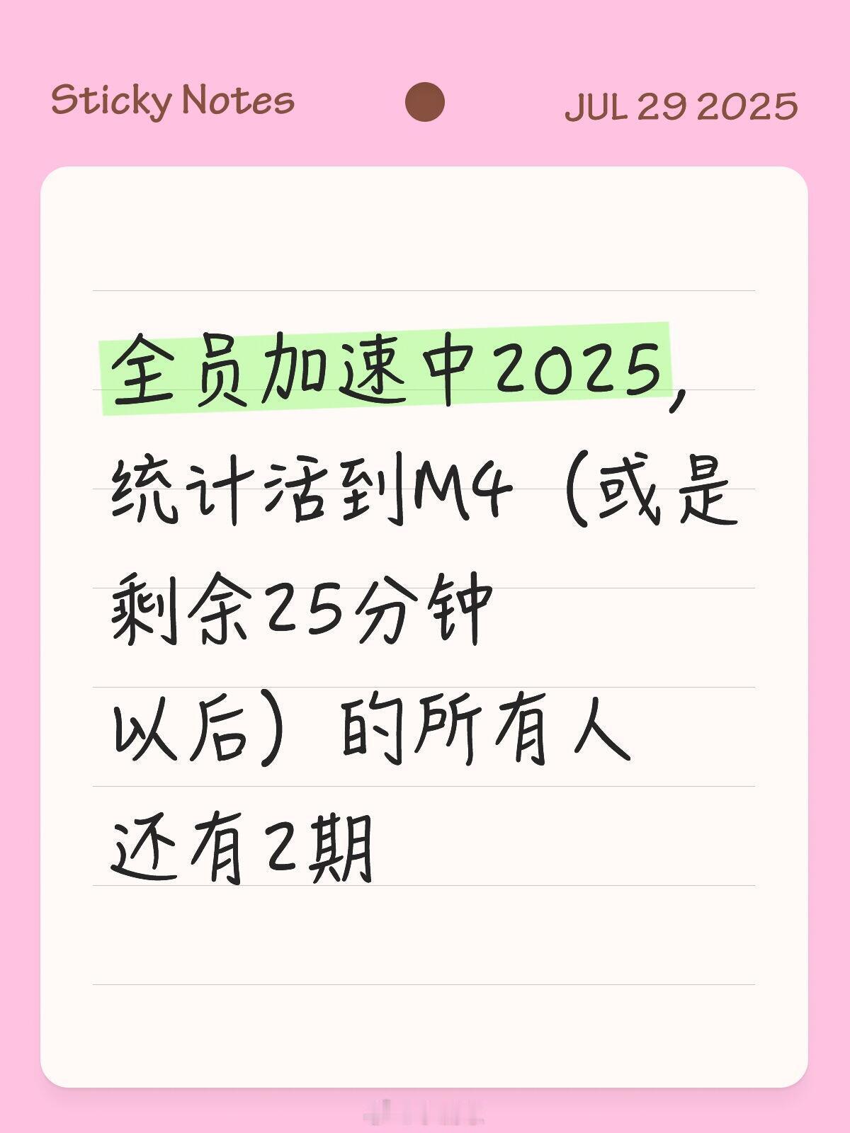 全员加速中全员加速中2025战绩统计全员加速中2025，统计活到M4（或