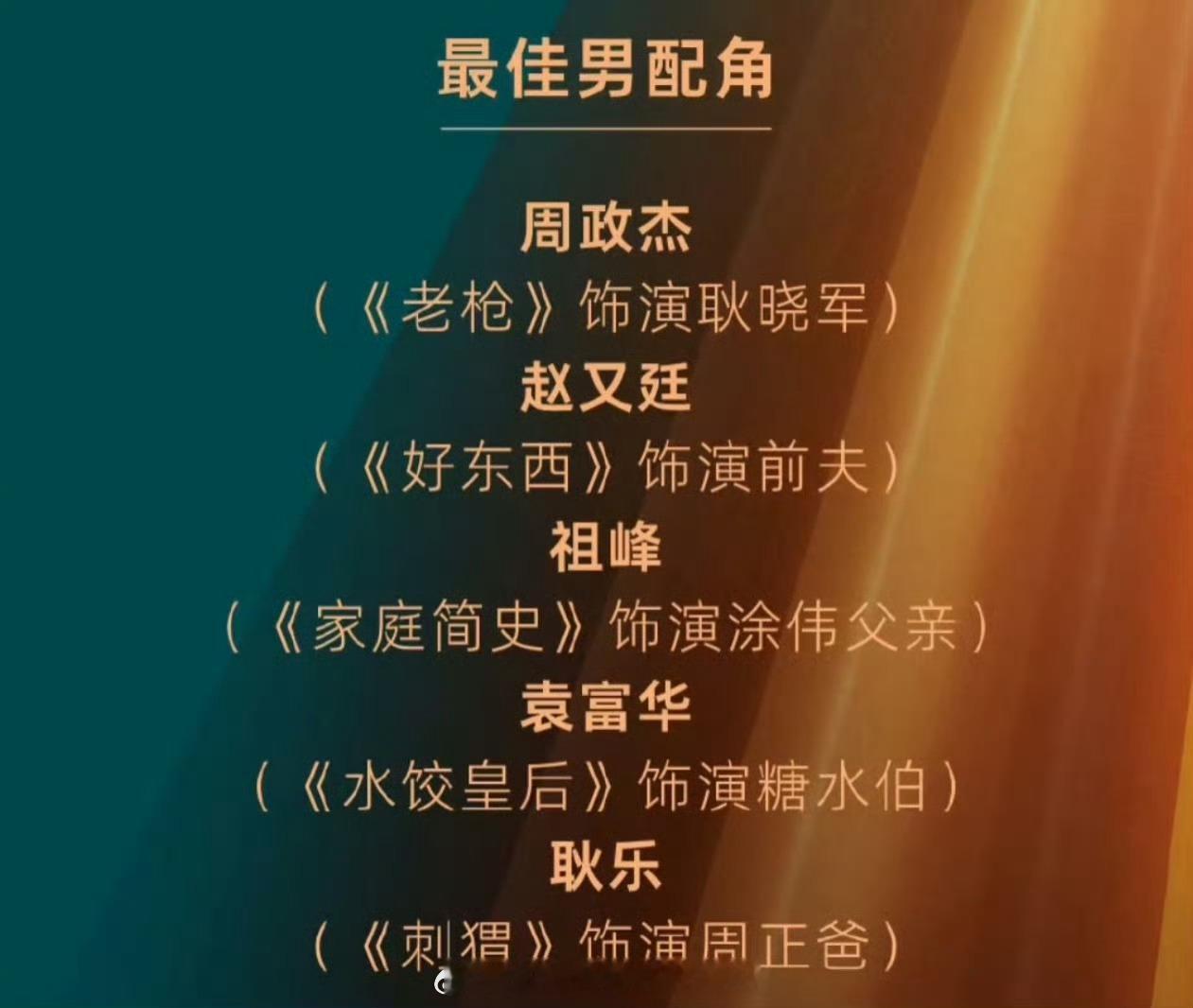 ？？？为什么祖峰的最佳男配提名被删掉了