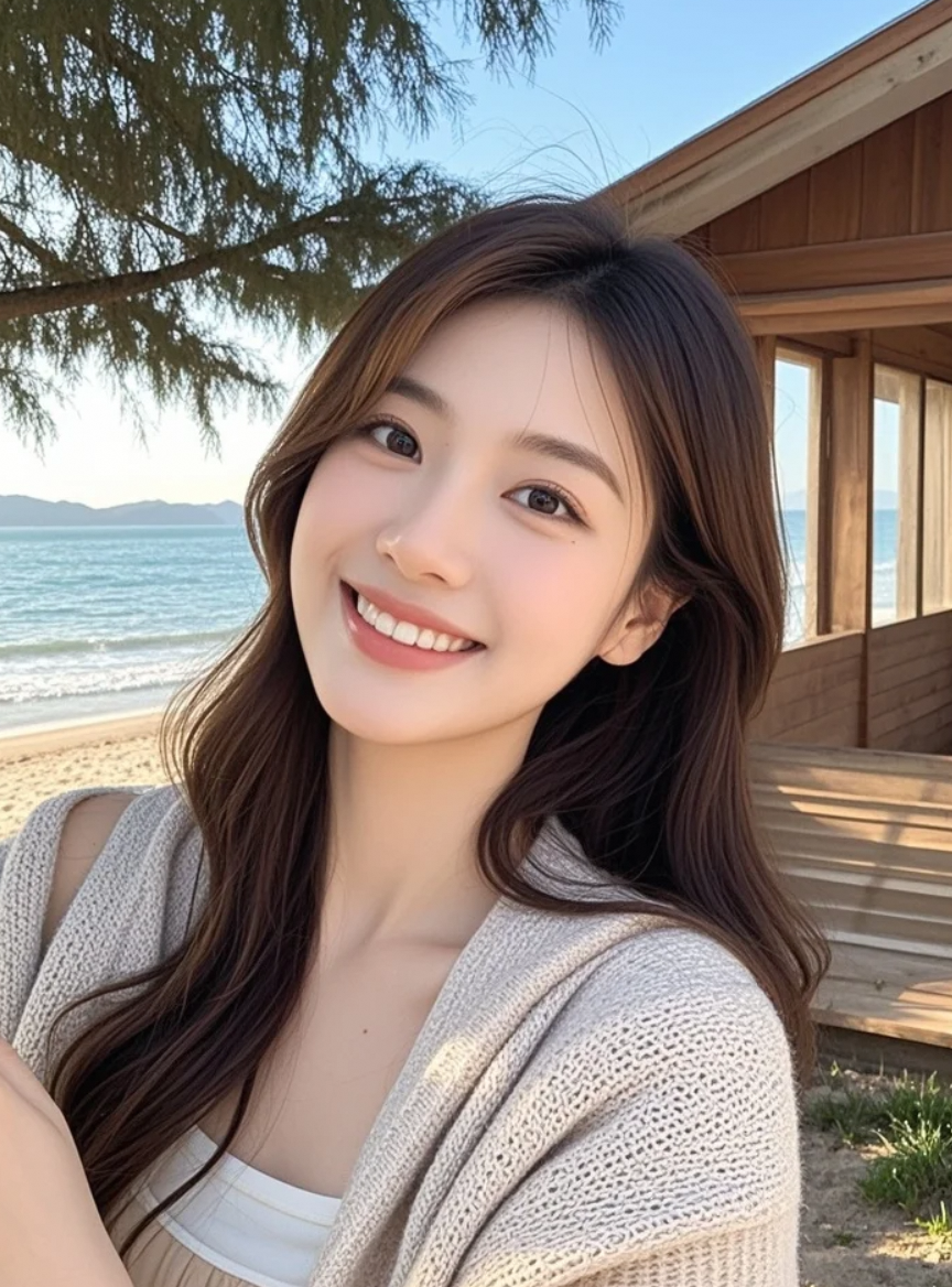 光影正好，我在海边等一个夸我美的人。
