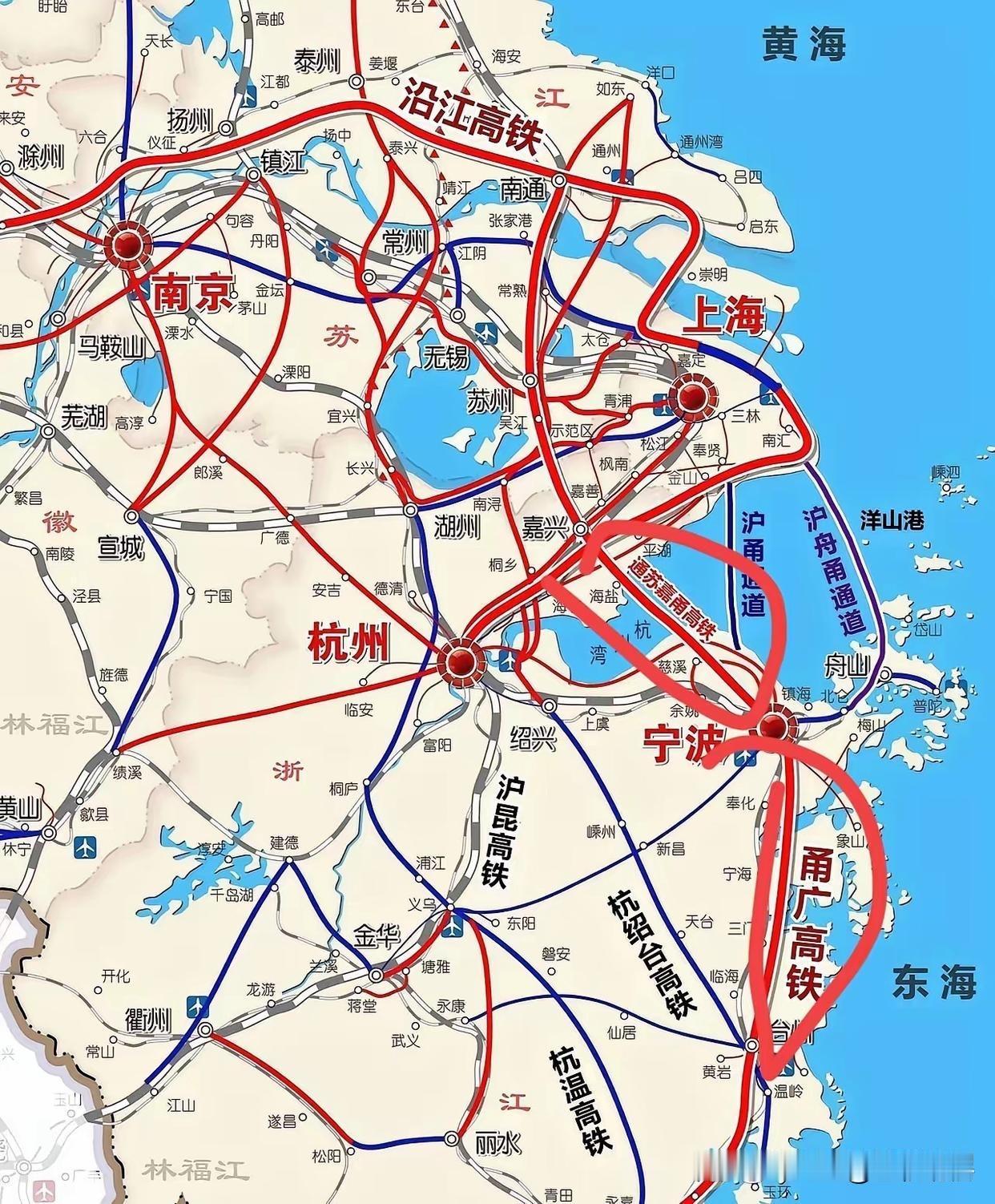 为什么宁波被称为交通枢纽末梢城市？看看这线路图，宁波如果没有通苏嘉甬和甬广这两条