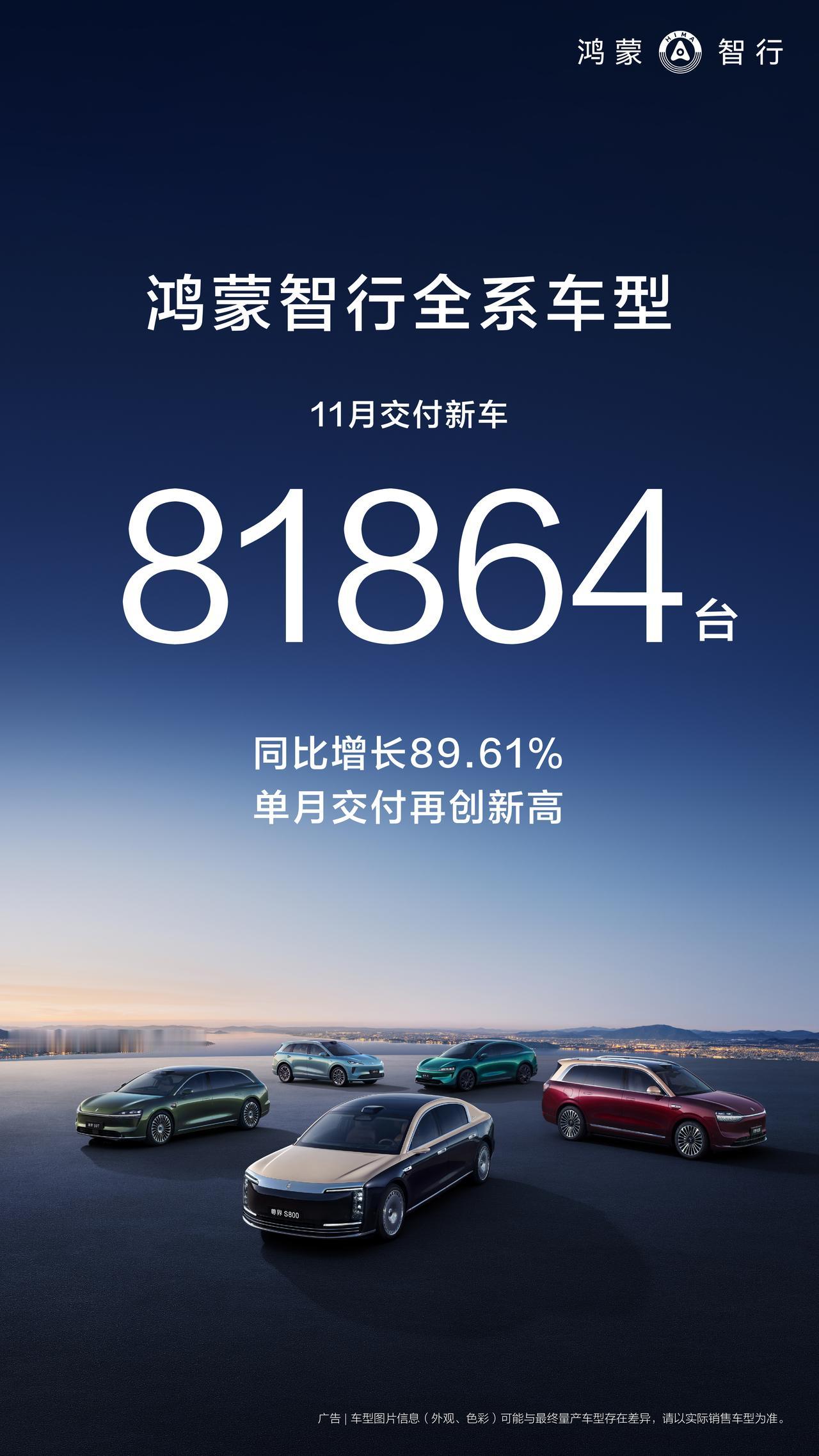 效率与高端并行！鸿蒙智行11月销81864台鸿蒙智行11月81864台的出色交