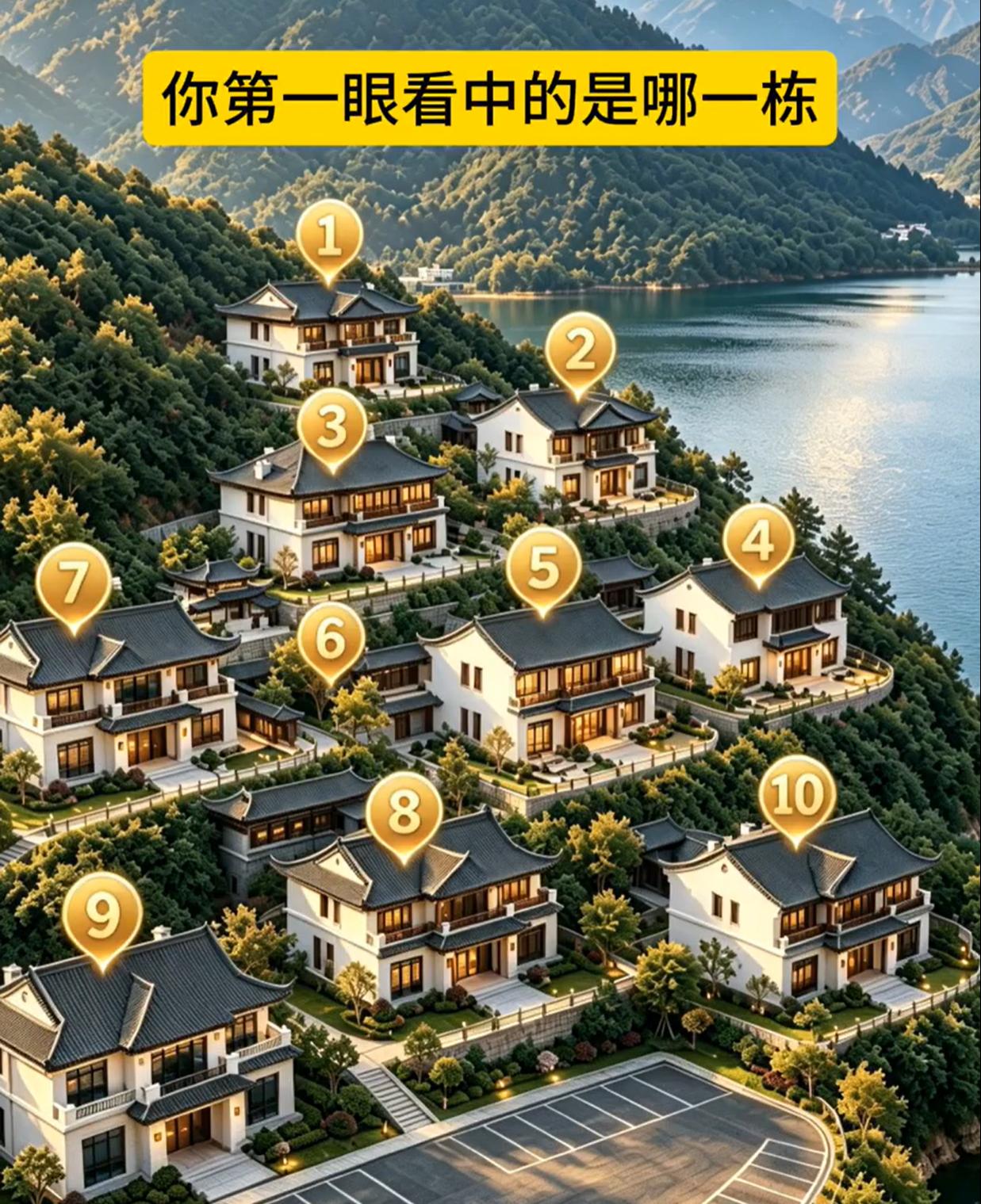 假如这几栋别墅价格都一样，从风水or你的审美等角度来说，你会选择买哪栋？