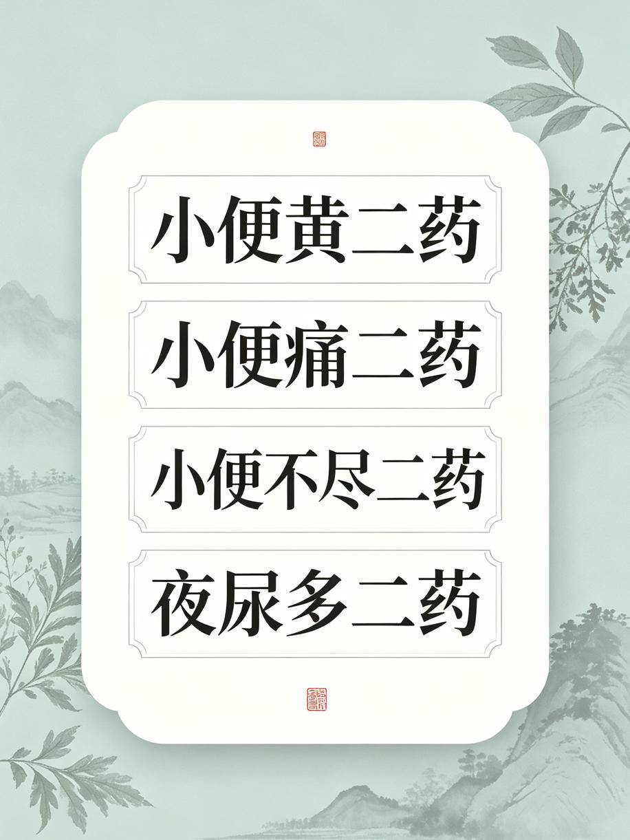 小便黄二药、小便痛二药、小便不尽二药、夜尿多二药，8个经典中成药，一文总结同