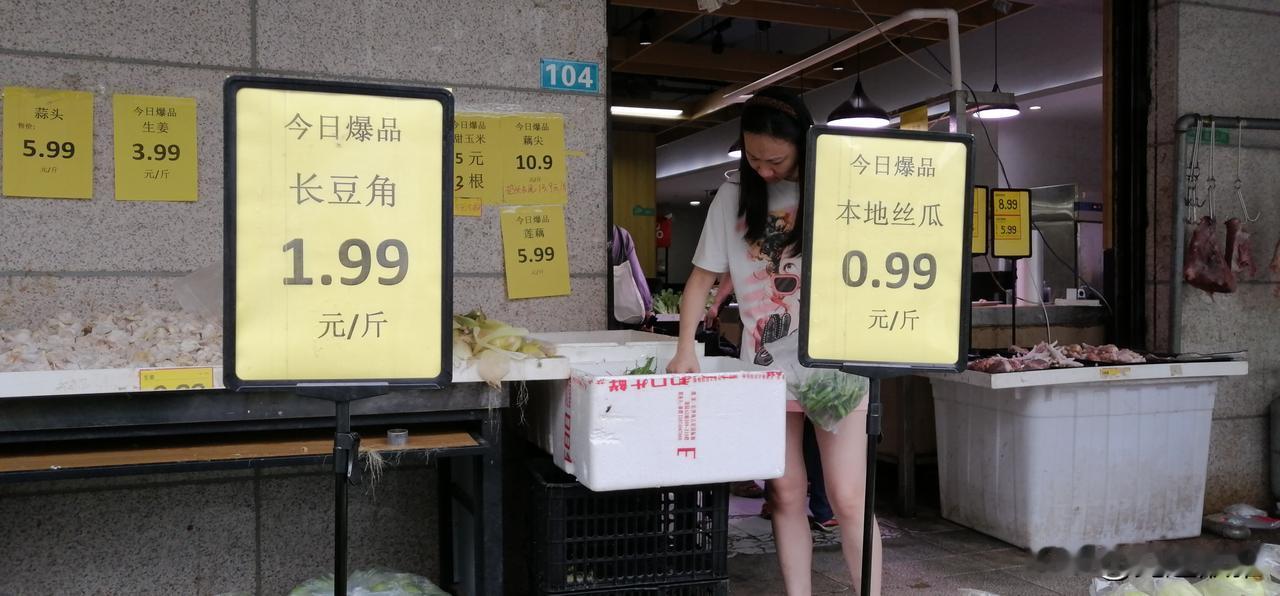 因为下雨，好几天没去买菜了，冰箱里已经很少存货了，只好打着伞，穿着套鞋去买菜了。