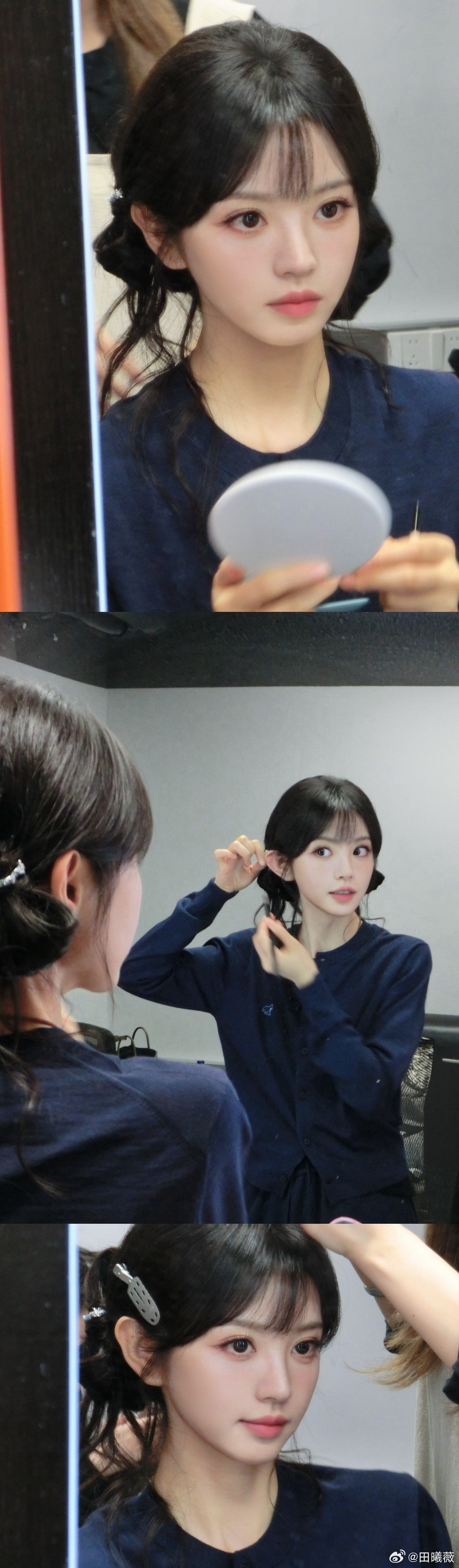 田曦薇毛绒星星发夹小田这毛绒星星夹也太可爱吧！软fufu的星星贴在发间，配上她圆