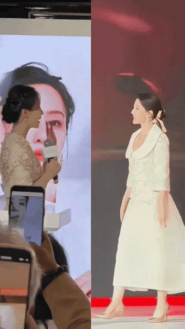 刘诗诗的脖子真的好美刘诗诗近日参加线下活动状态真的很少女，穿的衣服也特别显脖子