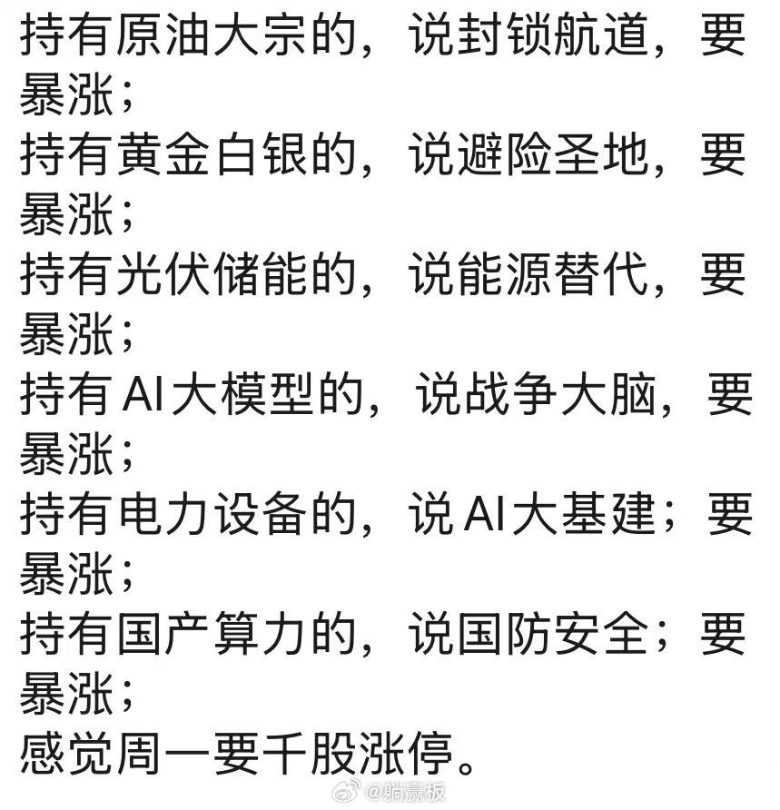 周末两天满屏都是伊以消息，按照之前大A的慷慨尿性，这次导弹费可能是要报销一下的！