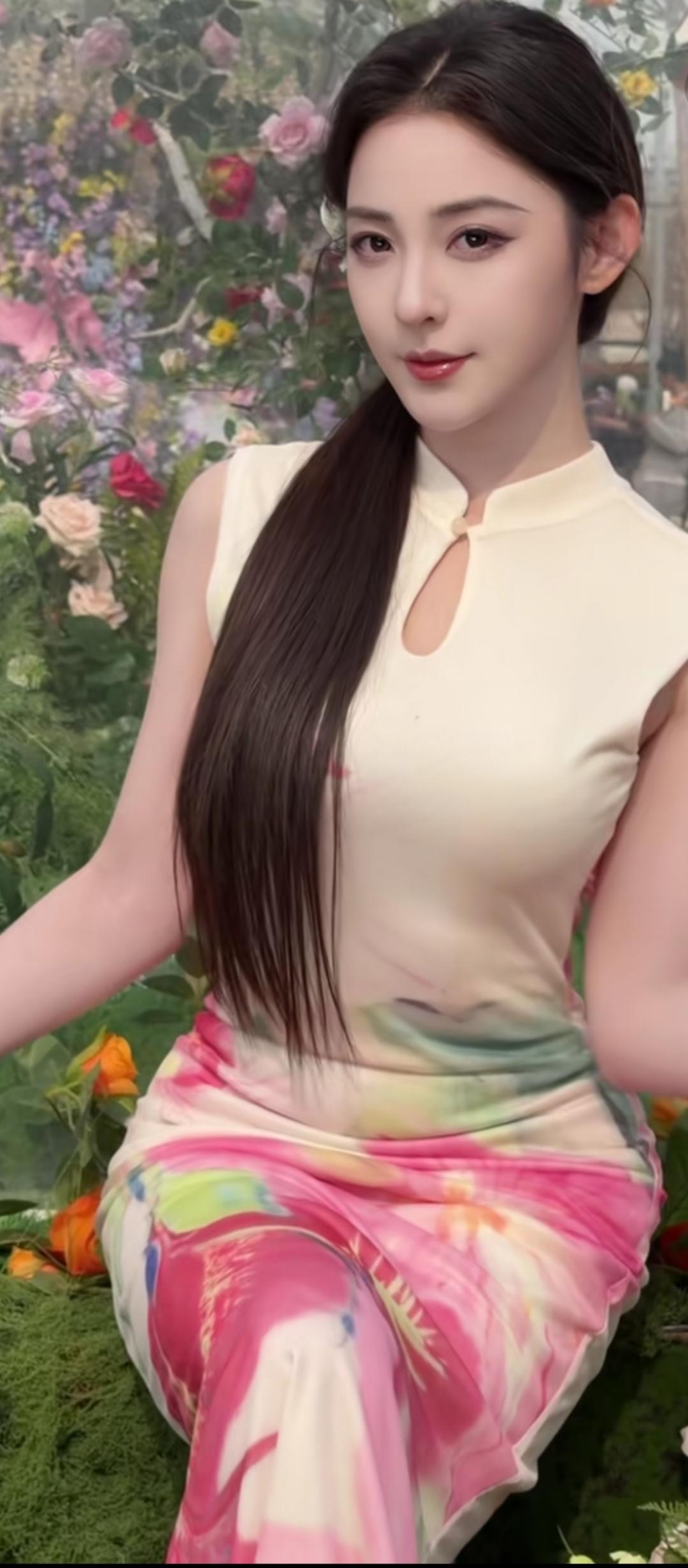 温柔花海中的少女，浅笑安然，岁月静好。