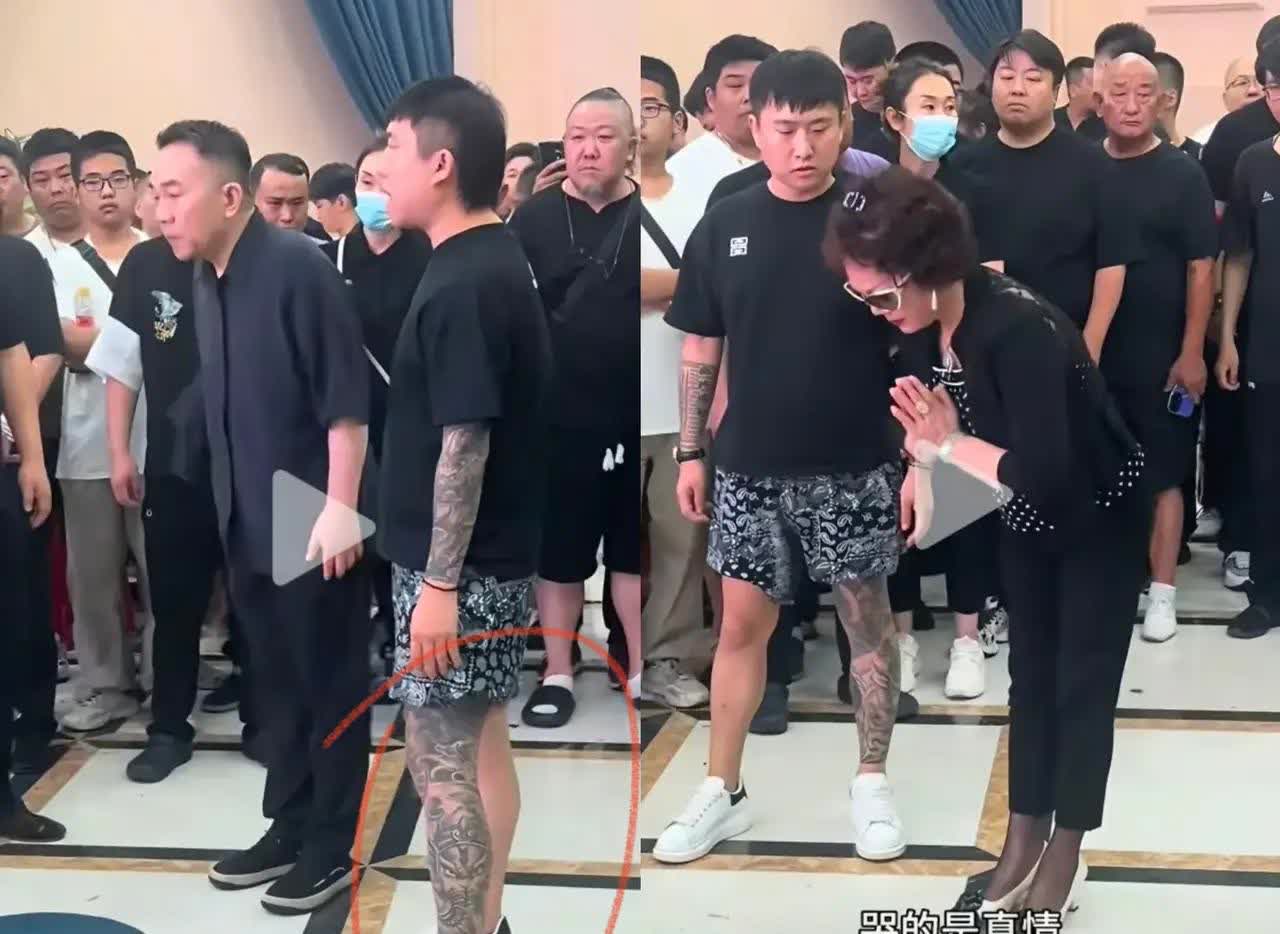 杨少华徒孙郭杰解释，花臂短裤哥叫大新，是这场礼仪的负责人，全程他主导，