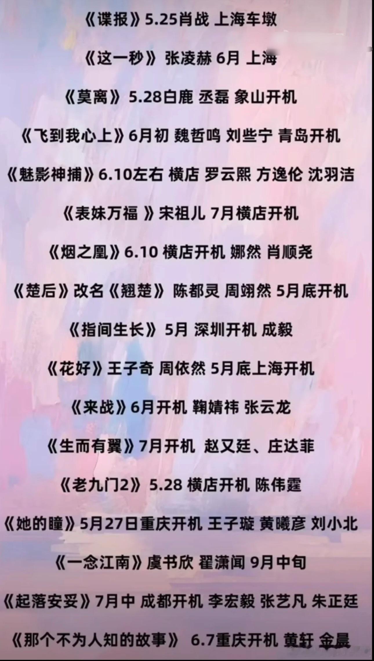 即将开机的新剧....寒也寒不到他们​​​