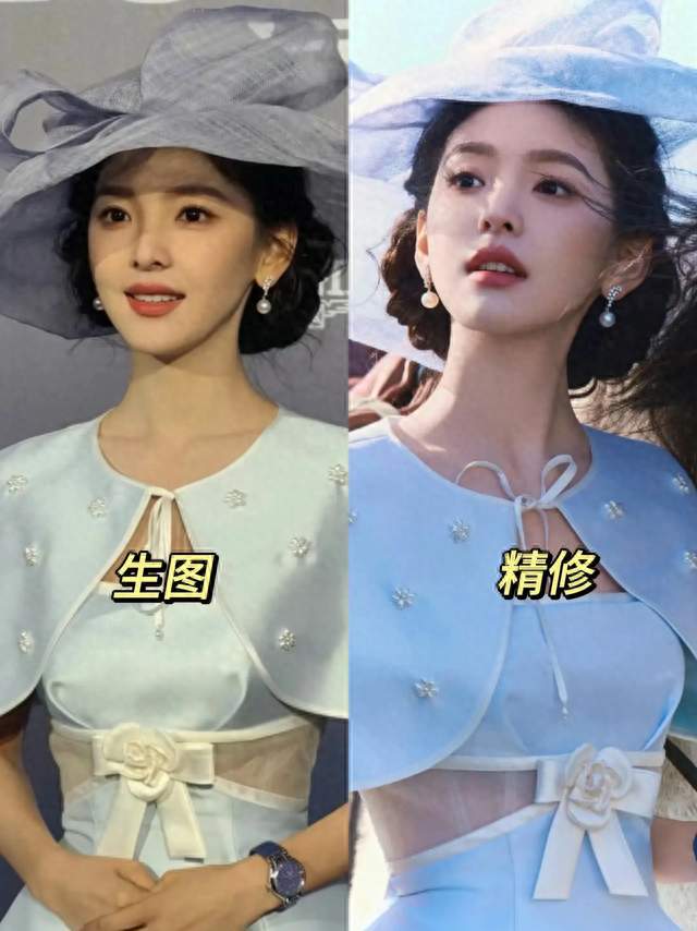 章若楠路人抓拍, 生图和精修差很多?