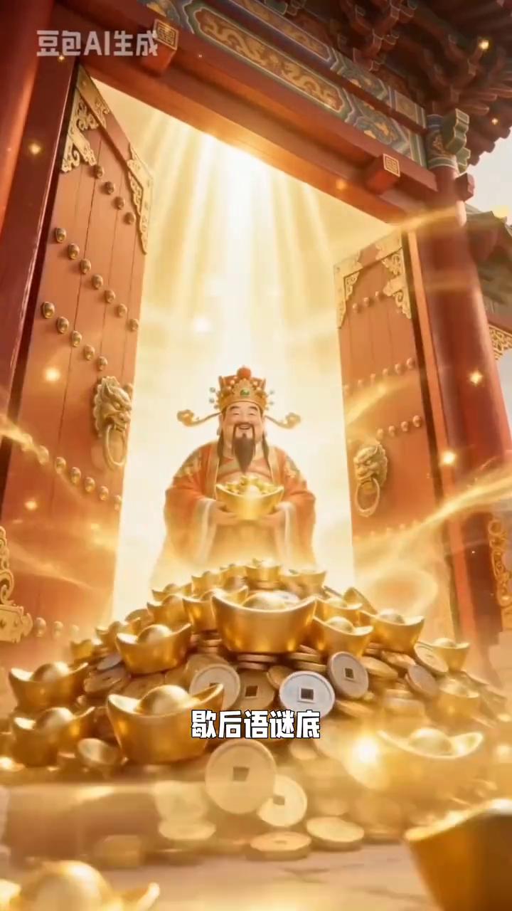 看动画猜修后语：主角是财神。歇后语谜底：财神爷敲门，福从天降。