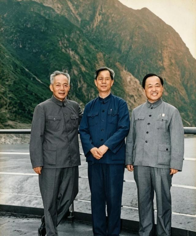 1978年，时任湖北省委书记陈丕显与国务院副总理方毅、重庆市委第一书记兼重庆市