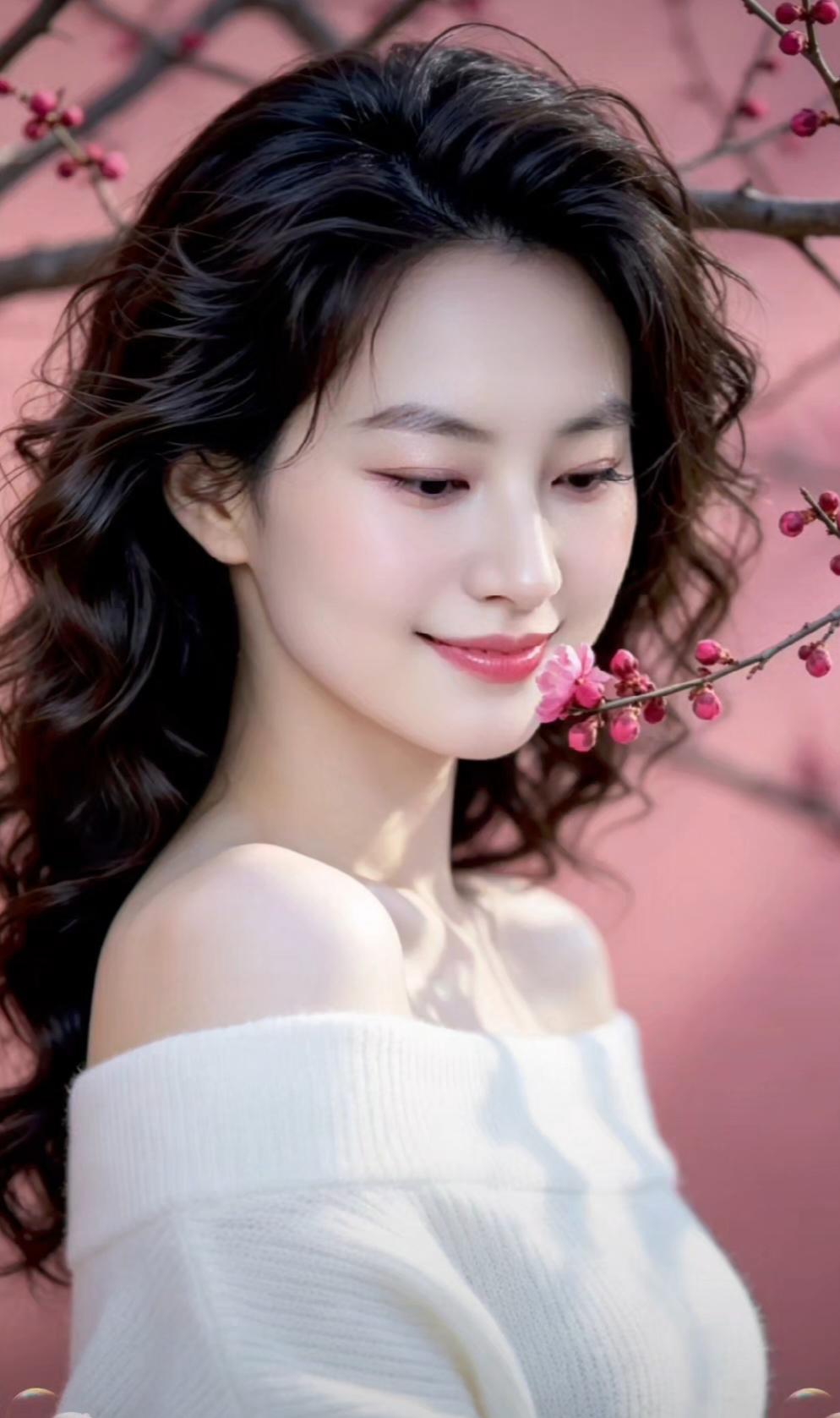 这姑娘在花丛中笑得好甜啊。