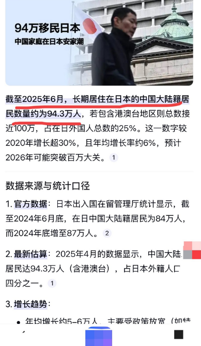 定居日本的中国人快要破百万了！日本官方公布：在日本定居的中国人已达87.3万