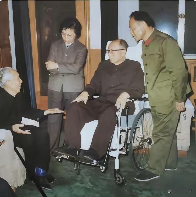 1984年，76岁的王震将军和85岁高龄的聂帅留下了这张珍贵照片，由于当时聂帅身