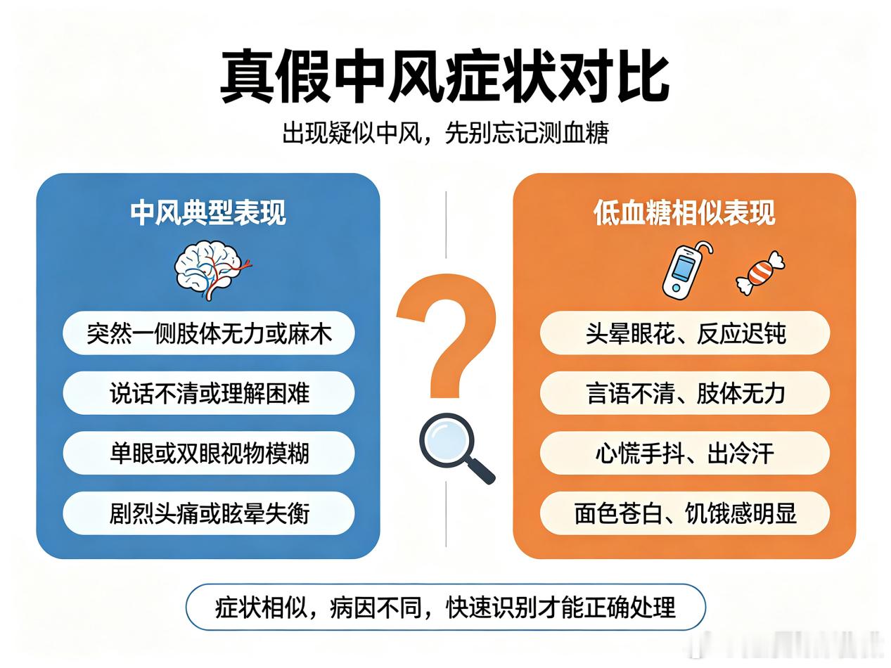 #听医者说#【头晕眼花“假中风”？警惕低血糖抢劫大脑！急救记住“15-15”原则[比心]】#健康科普