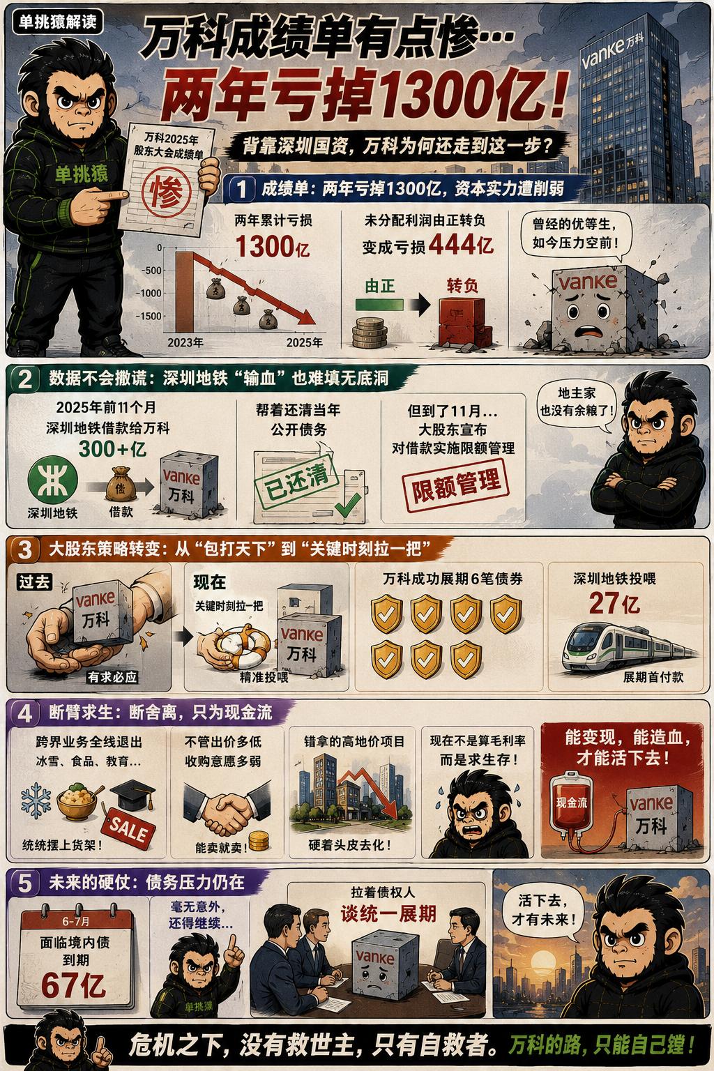 在刚刚开完的万科2025年股东大会上，万科管理层交出的成绩单，有点凄惨。两年亏