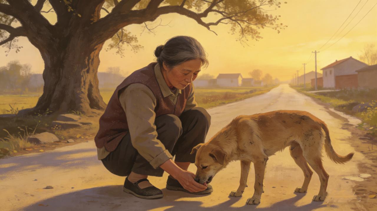 刘婶养了条狗，叫大黄，土狗，看家护院。儿子在城里买了房，接她去享福。刘婶去了三