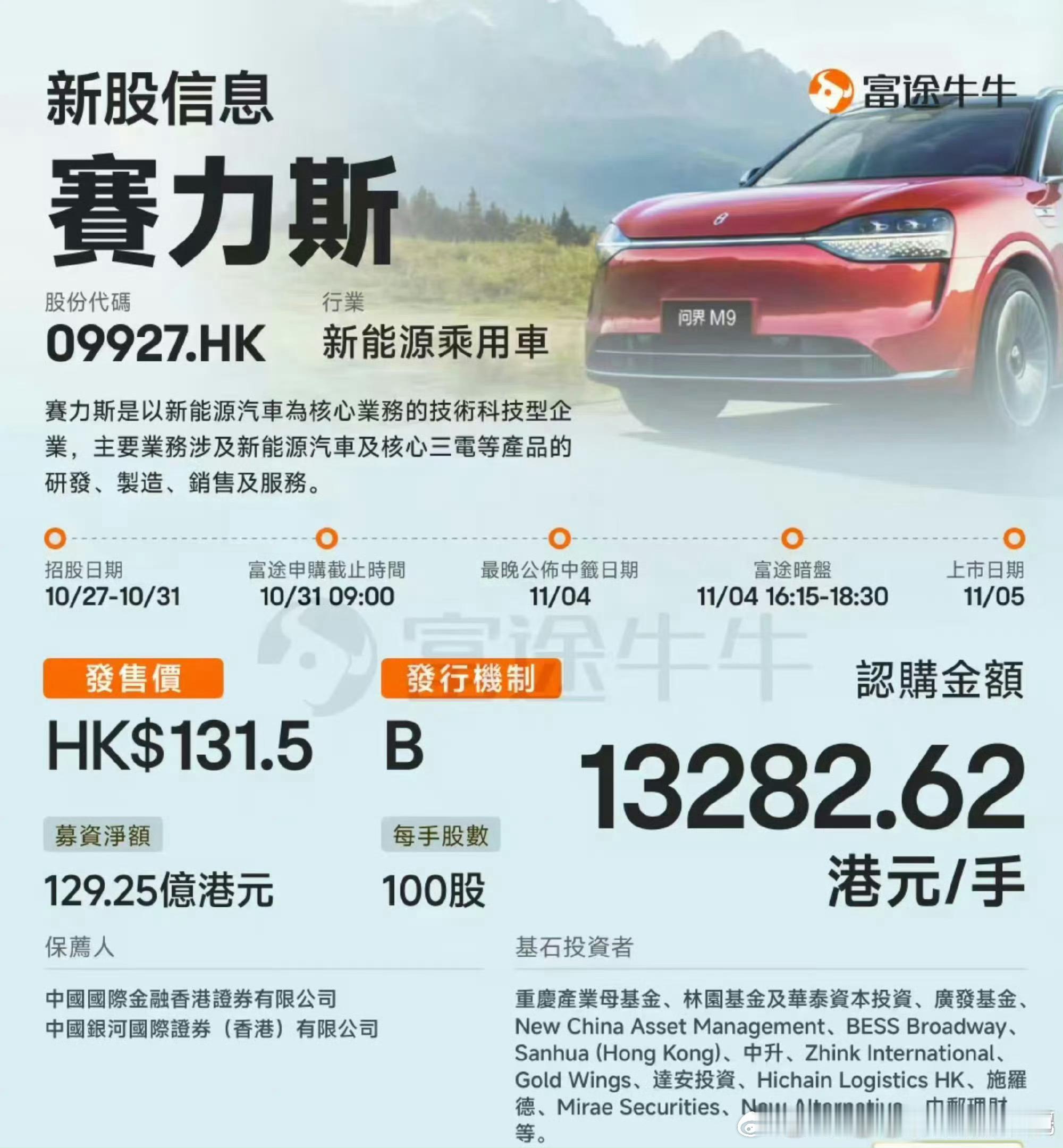 赛力斯09927.HK上市