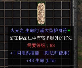 暗黑二重制版国服战网拍卖极品之电板法师极品电板。技能板子是超大型护身符中的一