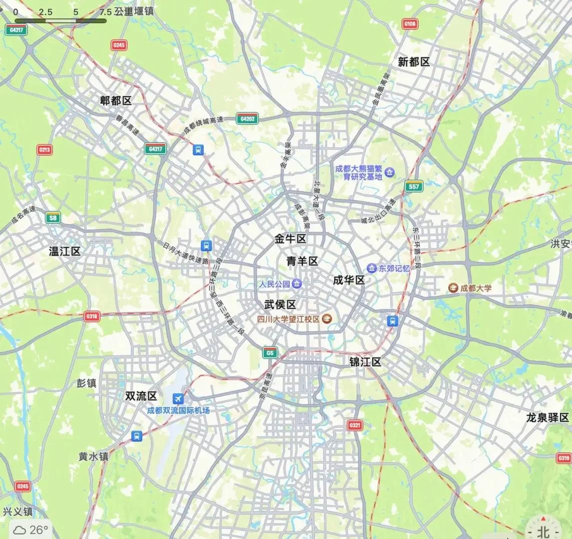 成都的发展实则跟北京是一回事，成都就是四川乃至西南的小北京，发展快是必然。另外谈