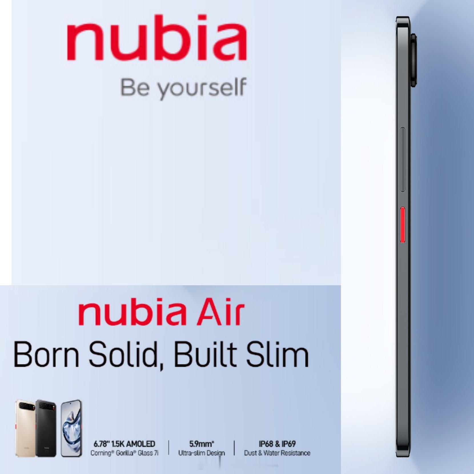 首款跟进今年Air超薄概念的海外努比亚新机nubiaAir官方渲染图曝