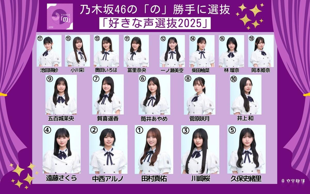 乃木のの勝手に選抜「好きな声選抜2025」センター田村真佑​​​