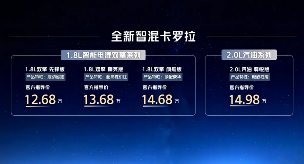 全新智混卡罗拉上市，厂家直销价直接干到9.90万起！丰田这是又做了把...