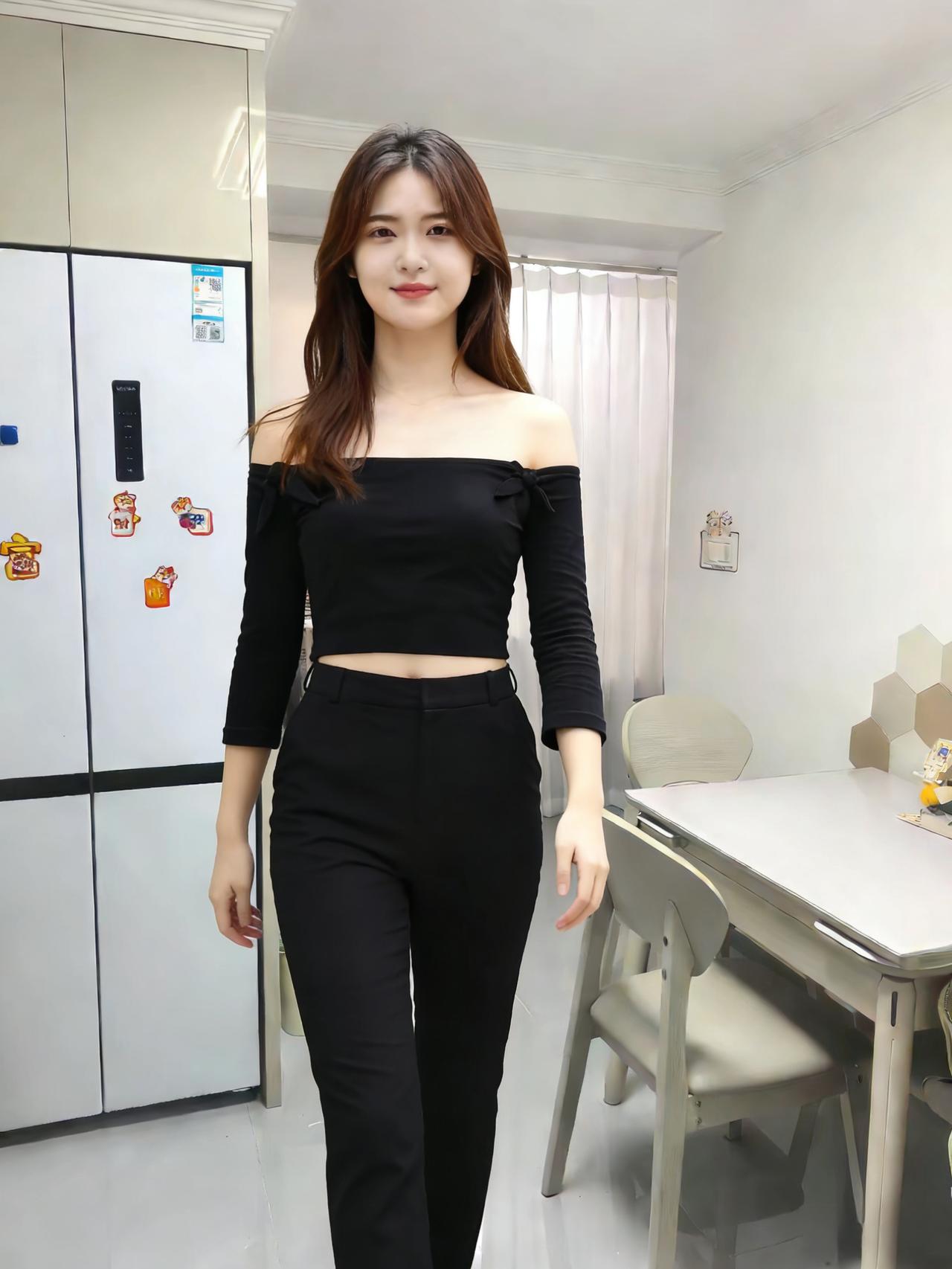 明窗凝晓日，净室漾清风。玄袂裁云影，香肩映玉容。腰肢轻若柳，步履妙如鸿。浅