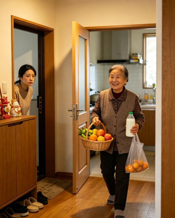 上个月我去儿子家看孙子孙女，提了一大兜水果和两箱牛奶，进门的时候孙子喊了声奶奶，
