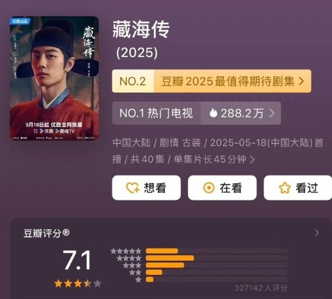 说实话，看到郑晓龙导演的《藏海传》在某瓣上只拿到了7.1分，我心里挺不是滋味的。