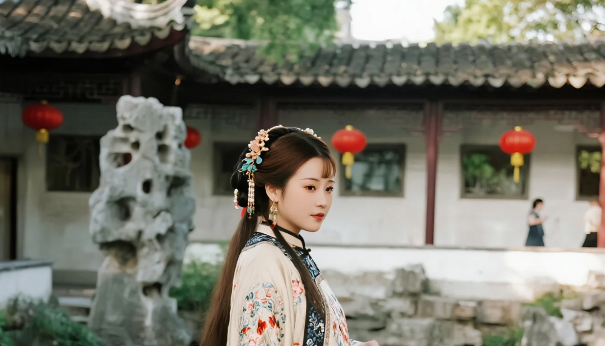 听鹂馆里闻莺语，罗裙静立待雨声