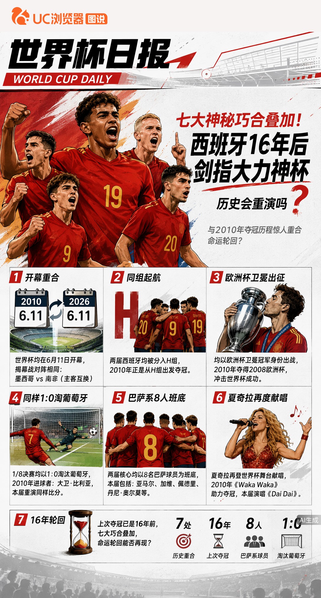 七大神秘巧合叠加！西班牙16年后剑指大力神杯，历史会重演吗