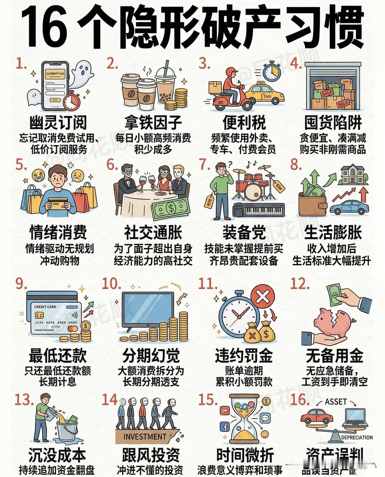 16个“隐形破产”习惯！看看你中了几个☞☞☞家人们，小心这些悄悄掏空你钱包