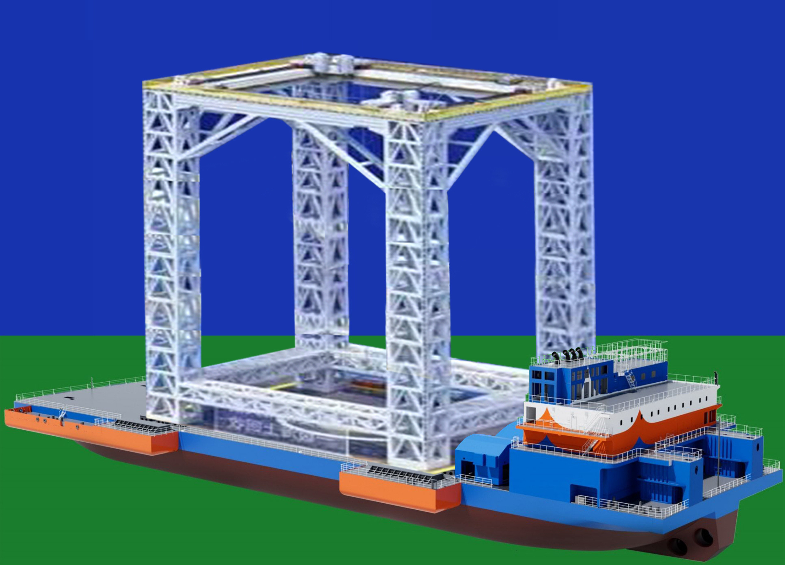 长征十号甲海上平台/网系回收装置效果图
