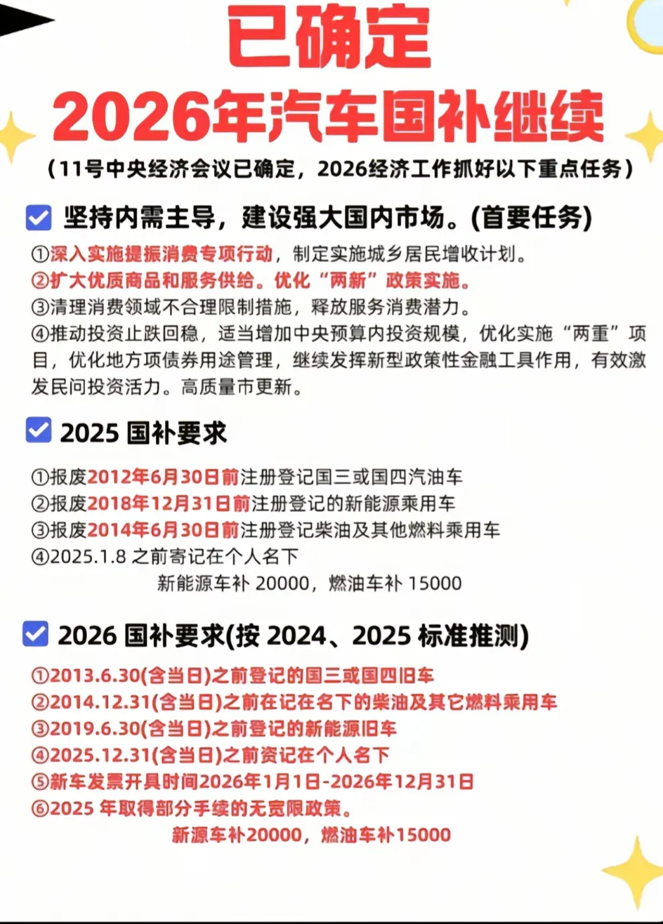2026年国补核心是“大规模设备更新+消费品以旧换新”，首批625亿元...
