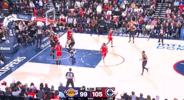 快船112-104力克湖人，NBA官方出具了本场比赛最后两分钟的裁判报告，共出现