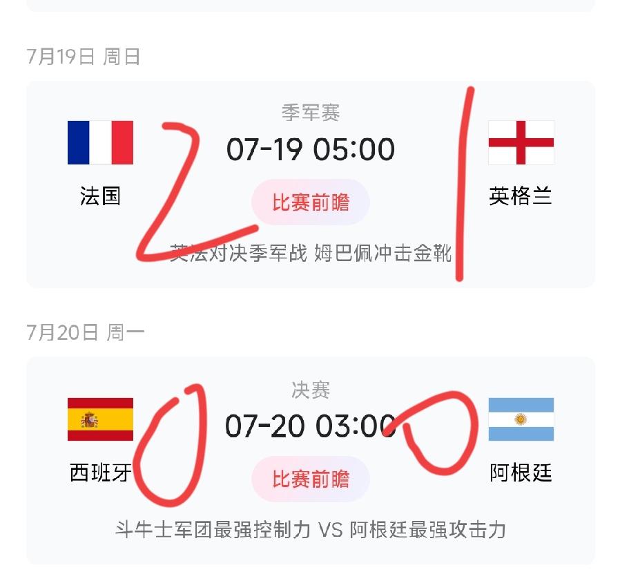 西班牙阿根廷，法国英格兰，接下来怎么买？我预测一下：西班牙0：0阿根廷，最强